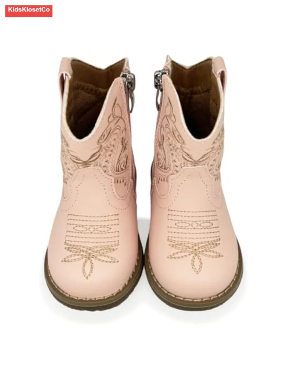 Infant Western Boots Round Toe Mid Calf Riding Booties for Boys Girls